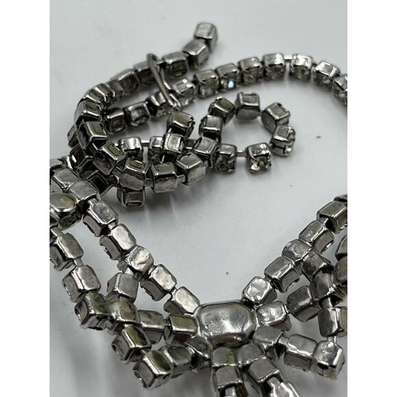 Vintage Retro Raised Bow Prong Set‎ 
Icy Rhinestone Crystal Chocker Necklace - Picture 12 of 12